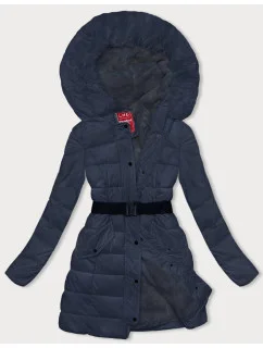 Tmavomodrá dámska zimná páperová bunda (2M-007)
