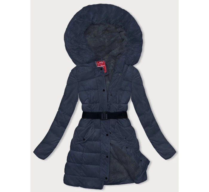 Tmavomodrá dámska zimná páperová bunda (2M-007)