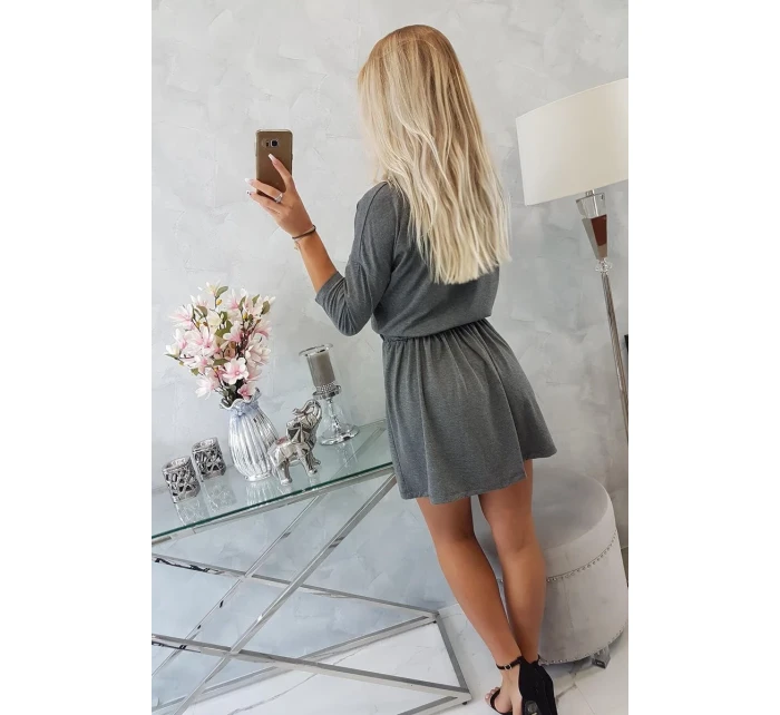 Flitrové šaty s vreckami v grafitovej farbe