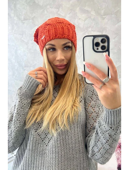 Čepice s fleecem  červená model 18750377 - K-Fashion