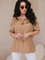 Španielska blúzka s ozdobným volánom Camel