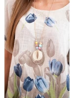 Dámske bavlnené tričko s kvetinovým vzorom béžovej farby Dámske bavlnené tričko s kvetinovým vzorom béžovej farby