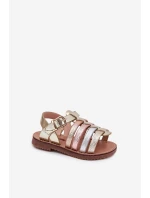Sandałki Dziecięce Dziewczęce Z Eko Skóry Złote Mariana Sandałki Dziecięce Dziewczęce Z Eko Skóry Złote Mariana