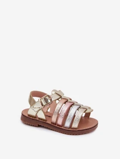 Sandałki Dziecięce Dziewczęce Z Eko Skóry Złote Mariana