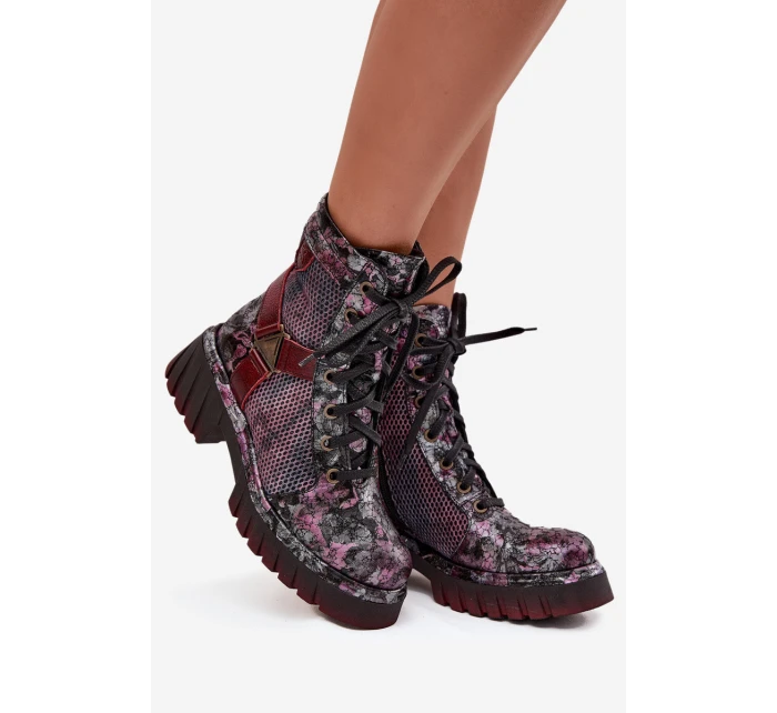 Kožené workery dámské model 21714221 bordó - Maciejka