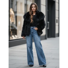 Dámsky krátky čierny kožuch ZARAFIA FashionStreet TY5117z