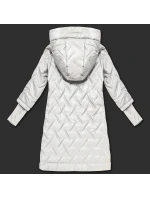 Prešívaná bunda s kapucňou vo farbe ecru (T2-2290#-12)