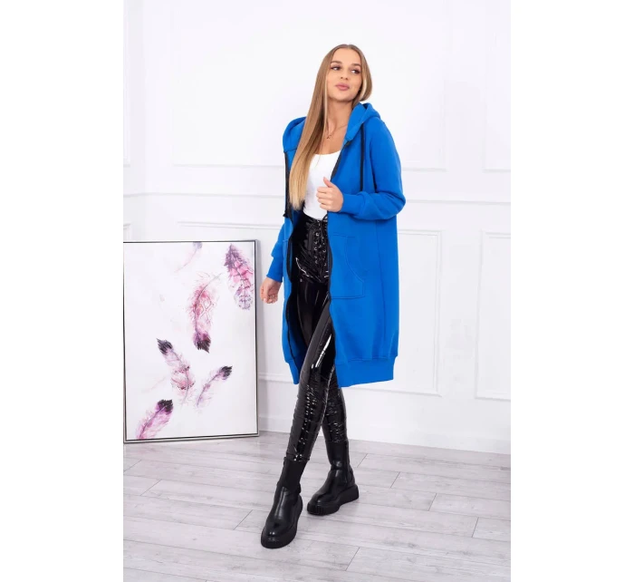 Chrpová dlhá mikina s kapucňou