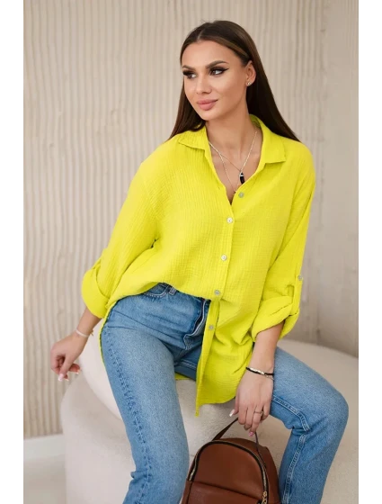 Bavlnené mušelínové tričko oversize kiwi