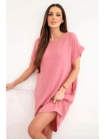 Šaty s vreckami tmavoružové