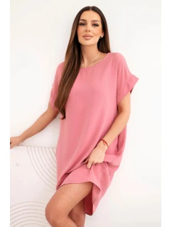 Šaty s vreckami tmavoružové