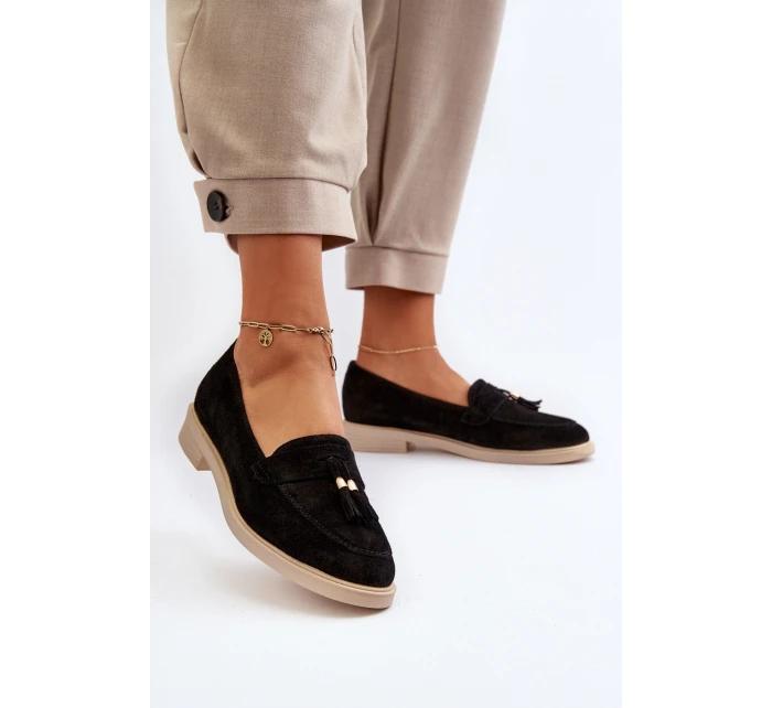 Černé Dámské Semišové Mokasíny Na Ploché Podrážce model 21652477 - Zazoo