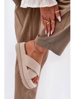 Dámské Pantofle Na Platformě S Se Pásky Béžové model 21696079 - Boto