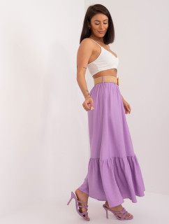 Svetlo fialová hladká maxi sukňa s volánmi