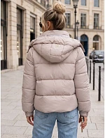 Dámska zimná prešívaná bunda s kapucňou, svetlo béžová, FashionStreet TY5746 Dámska zimná prešívaná bunda s kapucňou, svetlo béžová, FashionStreet TY5746