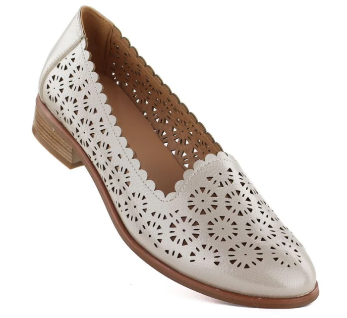 Dámské prolamované zlaté polobotky model 22015154 - Potocki Dámské prolamované zlaté polobotky model 22015154 - Potocki