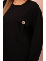 Komplet dámský máslový mikina a kalhoty s gumou černý Komplet dámský máslový mikina a kalhoty s gumou černý