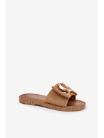 Płaskie Klapki Damskie Z Ozdobnym Detalem Camel Nellodra Płaskie Klapki Damskie Z Ozdobnym Detalem Camel Nellodra