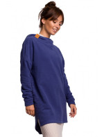 B176 Pletený sveter so zaobleným lemom - indigo
