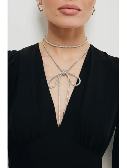 K195 Viazaný náhrdelník - strieborný
