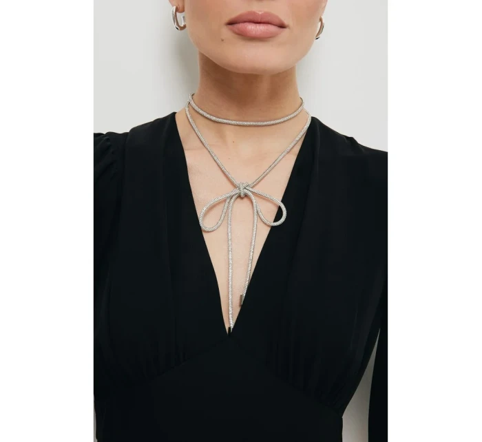 K195 Viazaný náhrdelník - strieborný
