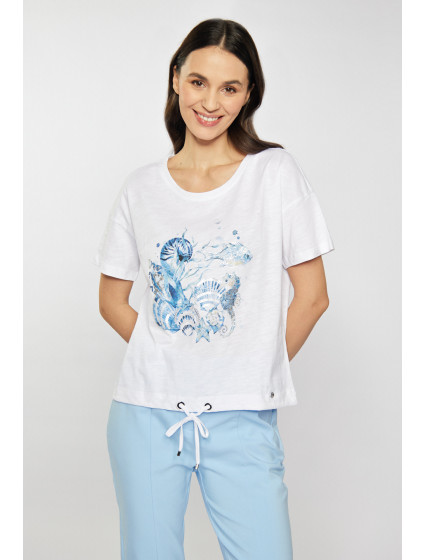 Monnari Blúzky Dámske tričko so vzorom Biela