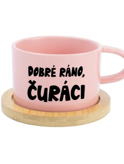 DOBRÉ RÁNO, ČURÁCI - růžový hrníček makronka 200 ml