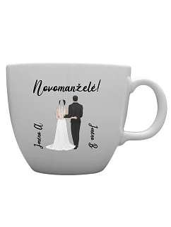 Personalizovaný keramický hrnček MEGA XXL s objemom 1 000 ml so svadobným párom