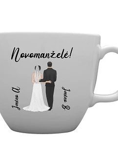 Personalizovaný keramický hrnček MEGA XXL s objemom 1 000 ml so svadobným párom