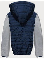 Tmavě sportovní pánská bunda z různých spojených materiálů model 18416161 - J.STYLE