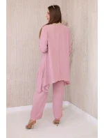 Súprava blúzka + nohavice s príveskom púdrovo ružová