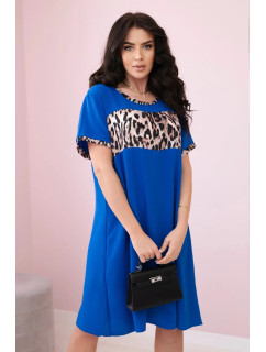 Šaty s leopardím vzorom chrpovo modré