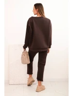 Dámský souprava z viskózy s model 21439226 mikinou a kalhotami hnědý - K-Fashion Dámský souprava z viskózy s model 21439226 mikinou a kalhotami hnědý - K-Fashion