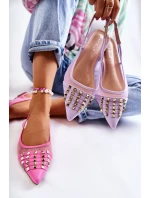 Damskie Baleriny Z Ćwiekami Fioletowe Kinley