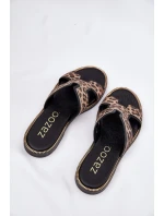 Kožené Ploché Pantofle S Vzorem  Černé model 21697407 - Zazoo