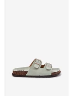 Klapki Damskie Z Klamrami Miętowe Oliena