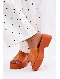 Dámské sandály na platformě s páskem Oranžové model 22107254 - Boto