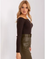 Sweter EM SW model 19069264 ciemny brązowy - FPrice Sweter EM SW model 19069264 ciemny brązowy - FPrice