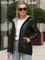 Dámska prešívaná bunda s kapucňou čierna FashionStreet TY5546
