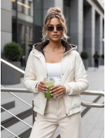 Dámska prechodná prešívaná bunda s kapucňou ecru FashionStreet TY5617