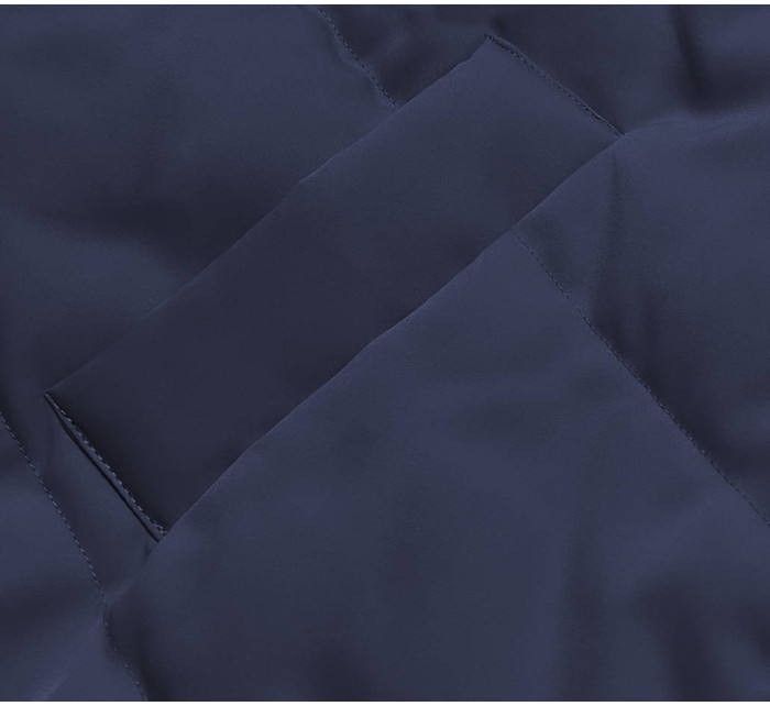 Tmavo modro-khaki dlhá dámska obojstranná vesta (B8137-3)