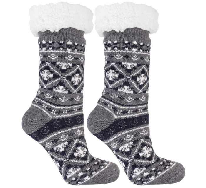 Teplé severské zimné ponožky III šedé protišmykové