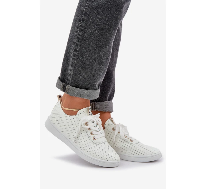 Dámské Ažurové Šněrovací Tenisky Světle Béžové model 21684935 - Boto Dámské Ažurové Šněrovací Tenisky Světle Béžové model 21684935 - Boto