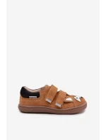Detské kožené poltopánky Barefoot s motívom líšky Bartek 8600563 svetlohnedé Detské kožené poltopánky Barefoot s motívom líšky Bartek 8600563 svetlohnedé