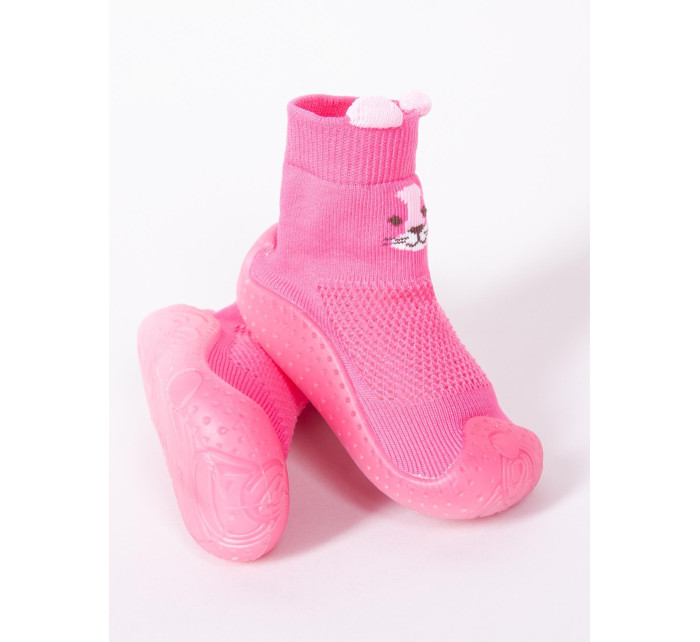Yoclub Detské dievčenské protišmykové ponožky s gumovou podrážkou OBO-0174G-0600 Pink