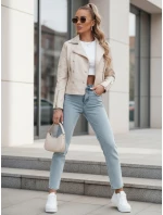 Dámská kožená bunda ramones beige Dstreet model 21973532 - FashionStreet Dámská kožená bunda ramones beige Dstreet model 21973532 - FashionStreet