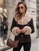 Dámska bunda s odnímateľnou kožušinou, hnedá, FashionStreet TY5851 Dámska bunda s odnímateľnou kožušinou, hnedá, FashionStreet TY5851