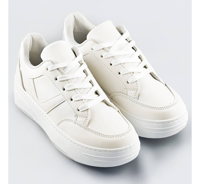 Biele dámske športové šnurovacie topánky (S070)