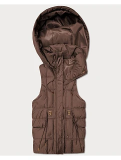 Dámska páperová bunda bez rukávov s kapucňou Goodlookin chocolate (B8600-14)