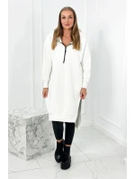 Zateplená mikina s bočnými rázporkami ecru